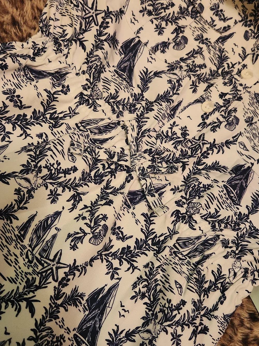 Magellan Outdoors Kids White & Navy Sailboat Print Polo Dress NWT Size S (7)